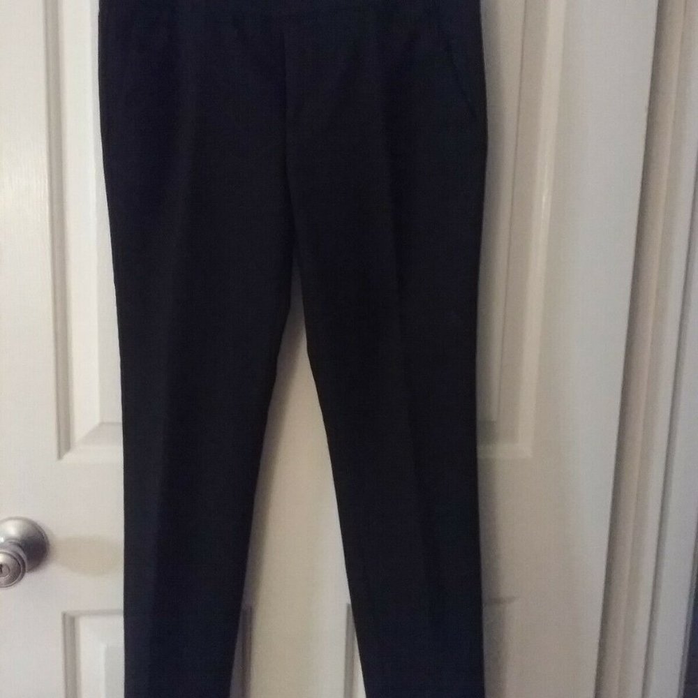 Zara Woman Black Straight Leg Pants Womens Small Mid Rise Flat Front Casual 26